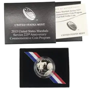 2015-S US Marshals Service 225th Proof Clad Half Dollar w US Mint OGP Box & COA